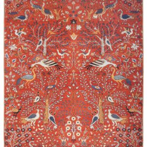 Kalili Rugs Modern Burnt-Orange Bird Design Machine Washable Area Rug Red Runner with Built-in Padding Non-Slip Backing (Multiple Sizes) (8X10)