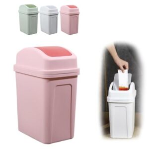 Weerihhol Kitchen Trash Can, Plastic Swing Top Garbage Can, Multifunction Creative Kitchen Trash Can with Lid for Office, Living Room, Kitchen, Bedroom, Dining Room (Pink)