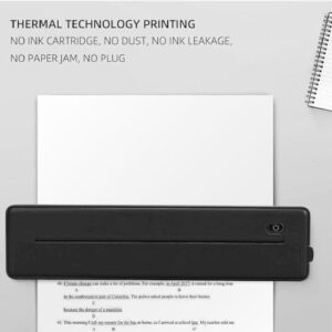 ZJchao Thermal Printers, 200dpi Cordless Portable Thermal Printer with 100pcs A4 Thermal Paper Small Printer Clear Printing Bluetooth Inkless Mobile Printer for Travel Home