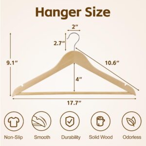 ZENY Premium Wooden Hangers 50 Pack, Coat Hangers with 360-Degree Rotatable Hook, Wood Suit Hangers, Clothes Hangers for Shirts, Jackets, Dress, Pant