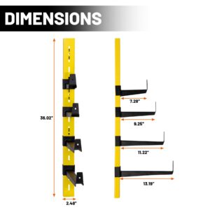 biosp 4-Tier Wall Mount Lumber Storage Rack, Heavy Duty Wood Organizer Support Rack, Metal Cantilever Lumber Storage Shelf For Garage, Basement, Pantry, Workshop, 36.02''L x 13.19''D x 2.48''W, 4 Pack