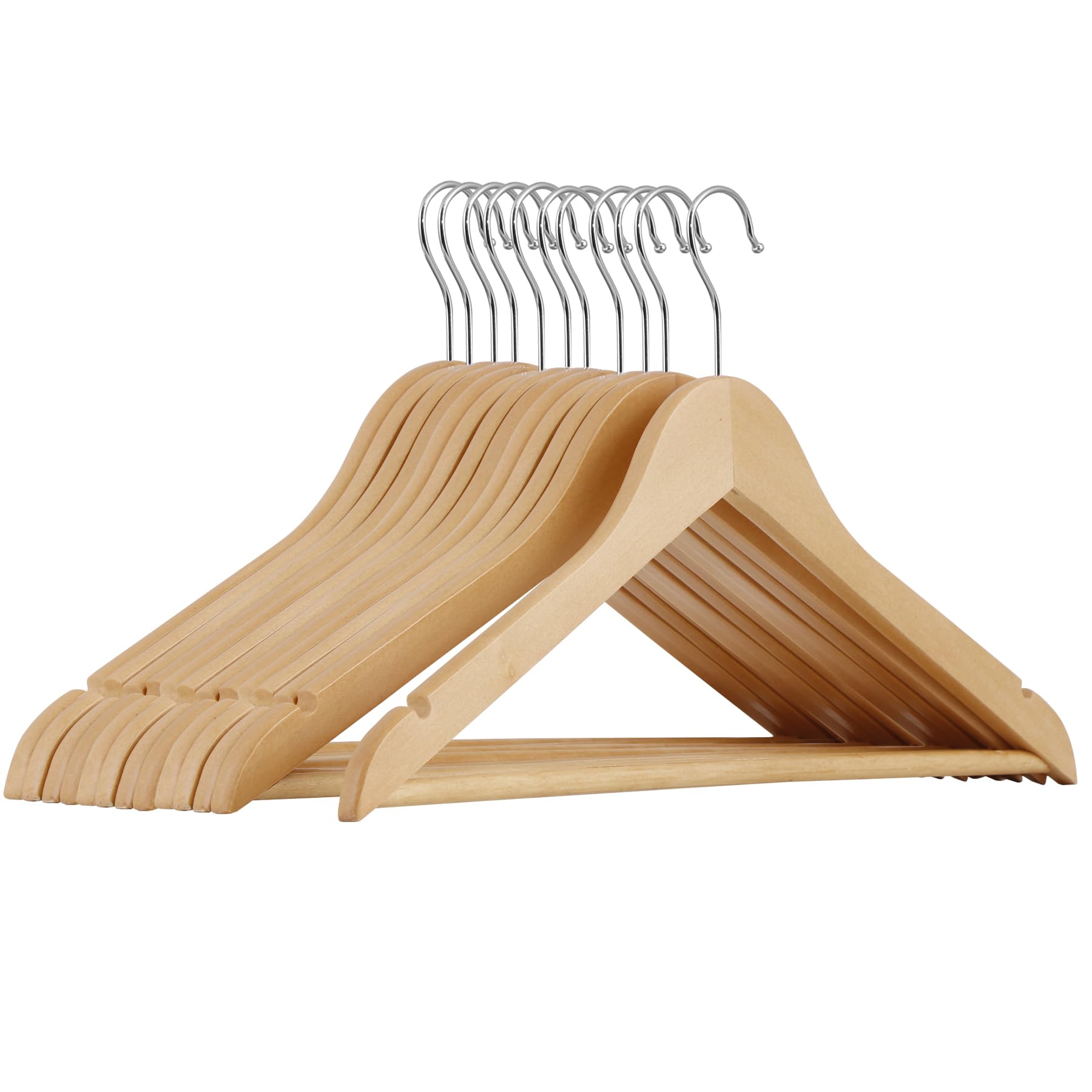 ZENY Premium Wooden Hangers 50 Pack, Coat Hangers with 360-Degree Rotatable Hook, Wood Suit Hangers, Clothes Hangers for Shirts, Jackets, Dress, Pant