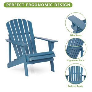 Oversized Outdoor Wooden Adirondack Chair with Pre-Assembled BackRest & SeatBoard, Patio Chair for Garden Lawn Backyard Deck Pool Beach Firepit