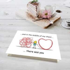 Supoeguk Appreciation Card for Girlfriend Wife, Friendship Card for Women Friend, There Was You in The Middle Of My Chaos