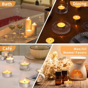 Soy Wax Tealight Candles | 100 Pack- 6 Hours Long Burning Tea Candles, 100% Natural Soy Wax Tea Lights Candles | Paraffin-Free, Unscented Tealights Candles Bulk for Party, Home, Wedding, Emergency