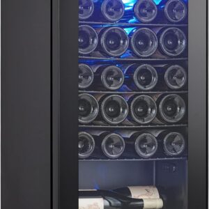 Euker 24-Bottle Compressor Wine Cooler Refrigerator - Freestanding Beverage Fridge for Red, White, Champagne & Sparkling Wines (40°F to 65°F) with Digital Temperature Control and Full Glass Door