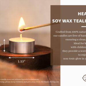 Soy Wax Tealight Candles | 100 Pack- 6 Hours Long Burning Tea Candles, 100% Natural Soy Wax Tea Lights Candles | Paraffin-Free, Unscented Tealights Candles Bulk for Party, Home, Wedding, Emergency