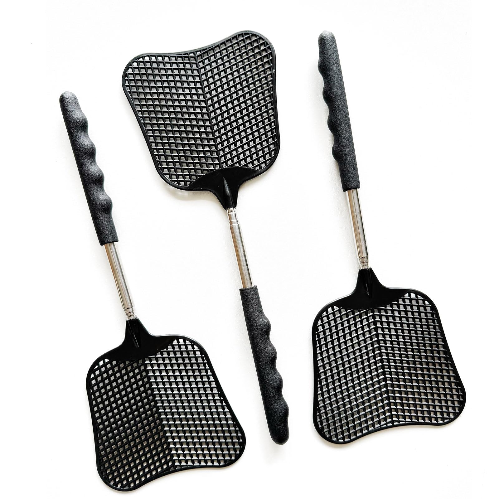 MILEDU Telescopic Fly swatter, Suitable for Indoor/Courtyard/Garden/Classroom/Office Annoying Creatures Such as Flies, Spiders, etc.,3Pcs