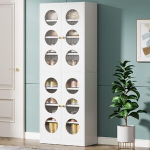 Tribesigns 70.87" Tall Shoe Cabinet Storage for Entryway, 8-Tier White Shoe Organizer Cabinet with Doors for Front Door Entrance, Modern Hidden Shoe Storage Rack with Adjustable Shelves for Closet