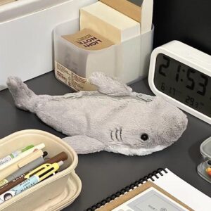 IZIVE Shark Pencil Pouch, Shark Pencil Case, Plush Animal Stationery Pouch, Pencil Case Bag Box Stocking Stuffers Cute Creative Shark Bird Zipper Organizer Storage Bag Box (Sharks)