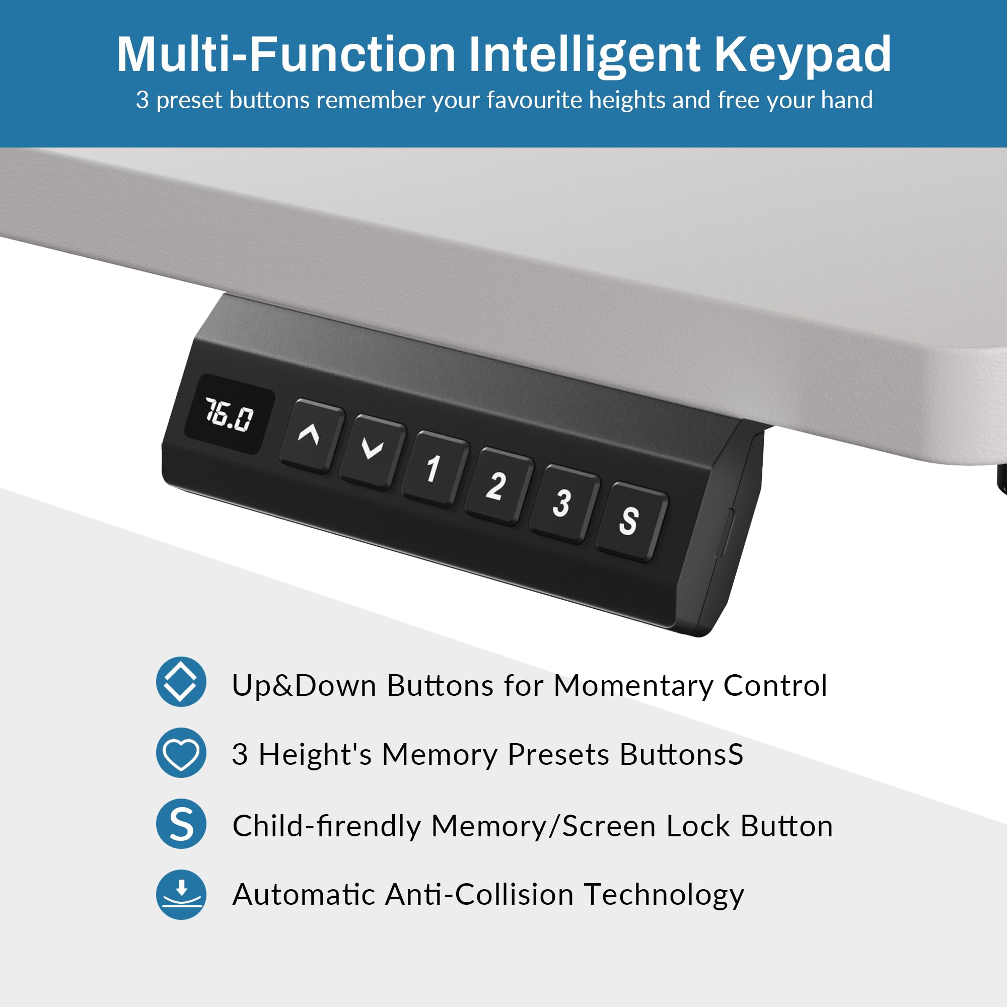 GallopFun 55 x 24'' Electric Standing Desk Adjustable Height Rising Desk for Home Office, Computer Desk Workstation with Keyboard Tray, Headphone Hook, Memory Presets (White)