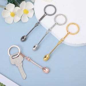 Lusofie 8 Pcs Mini Crown Spoon Keychain Pendant Tiny Spoon Alloy Spoon Necklace Small Spoons With Key Ring For Digging Condiment Sand And Making Keychains Necklaces Bracelets Accessories(4 Colors)