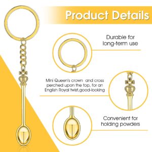 Lusofie 8 Pcs Mini Crown Spoon Keychain Pendant Tiny Spoon Alloy Spoon Necklace Small Spoons With Key Ring For Digging Condiment Sand And Making Keychains Necklaces Bracelets Accessories(4 Colors)