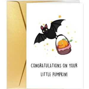 cute baby shower card, halloween new baby card, pumpkin birthday card for newborn, spooky pumpkin baby card