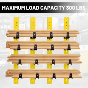 biosp 4-Tier Wall Mount Lumber Storage Rack, Heavy Duty Wood Organizer Support Rack, Metal Cantilever Lumber Storage Shelf For Garage, Basement, Pantry, Workshop, 36.02''L x 13.19''D x 2.48''W, 4 Pack