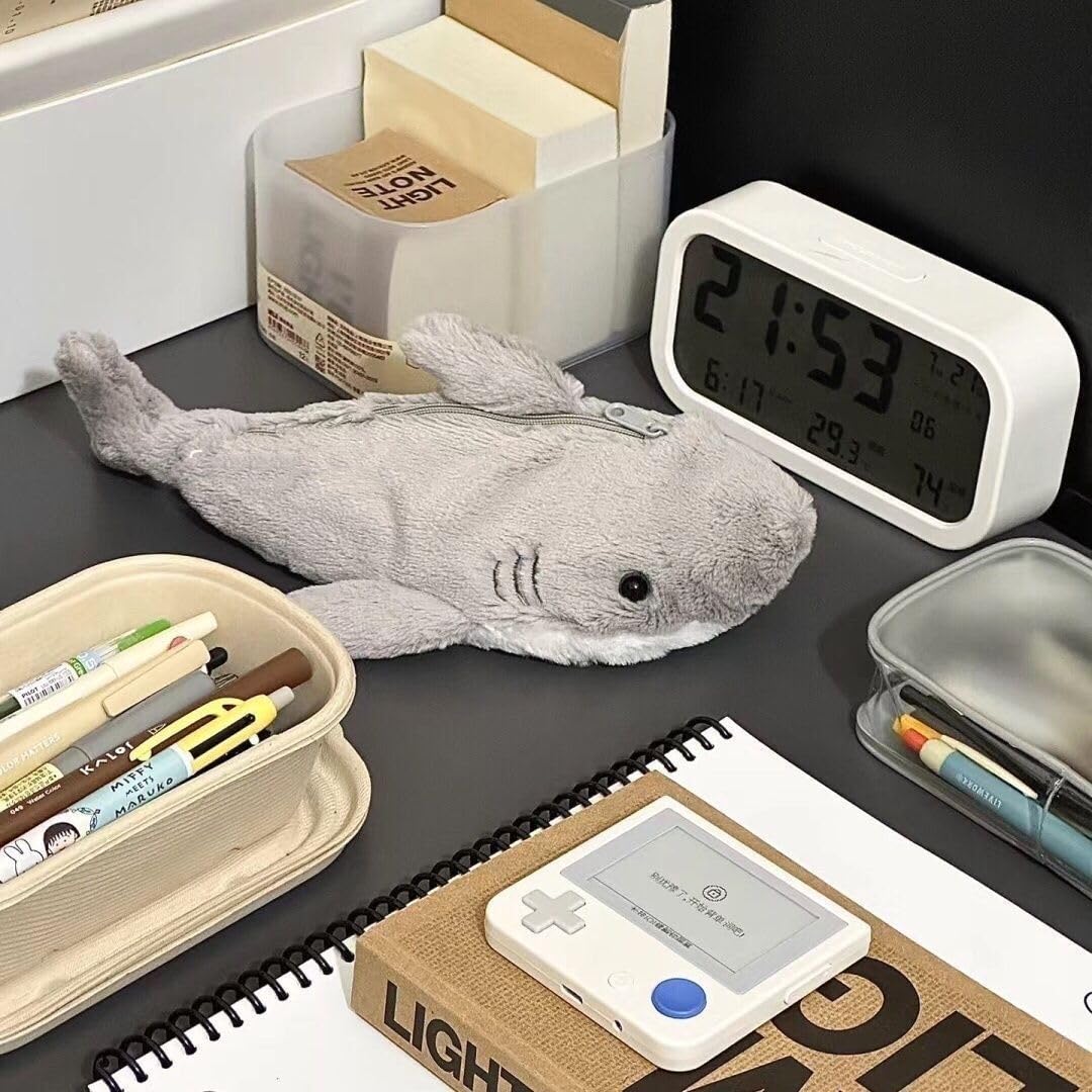 IZIVE Shark Pencil Pouch, Shark Pencil Case, Plush Animal Stationery Pouch, Pencil Case Bag Box Stocking Stuffers Cute Creative Shark Bird Zipper Organizer Storage Bag Box (Sharks)