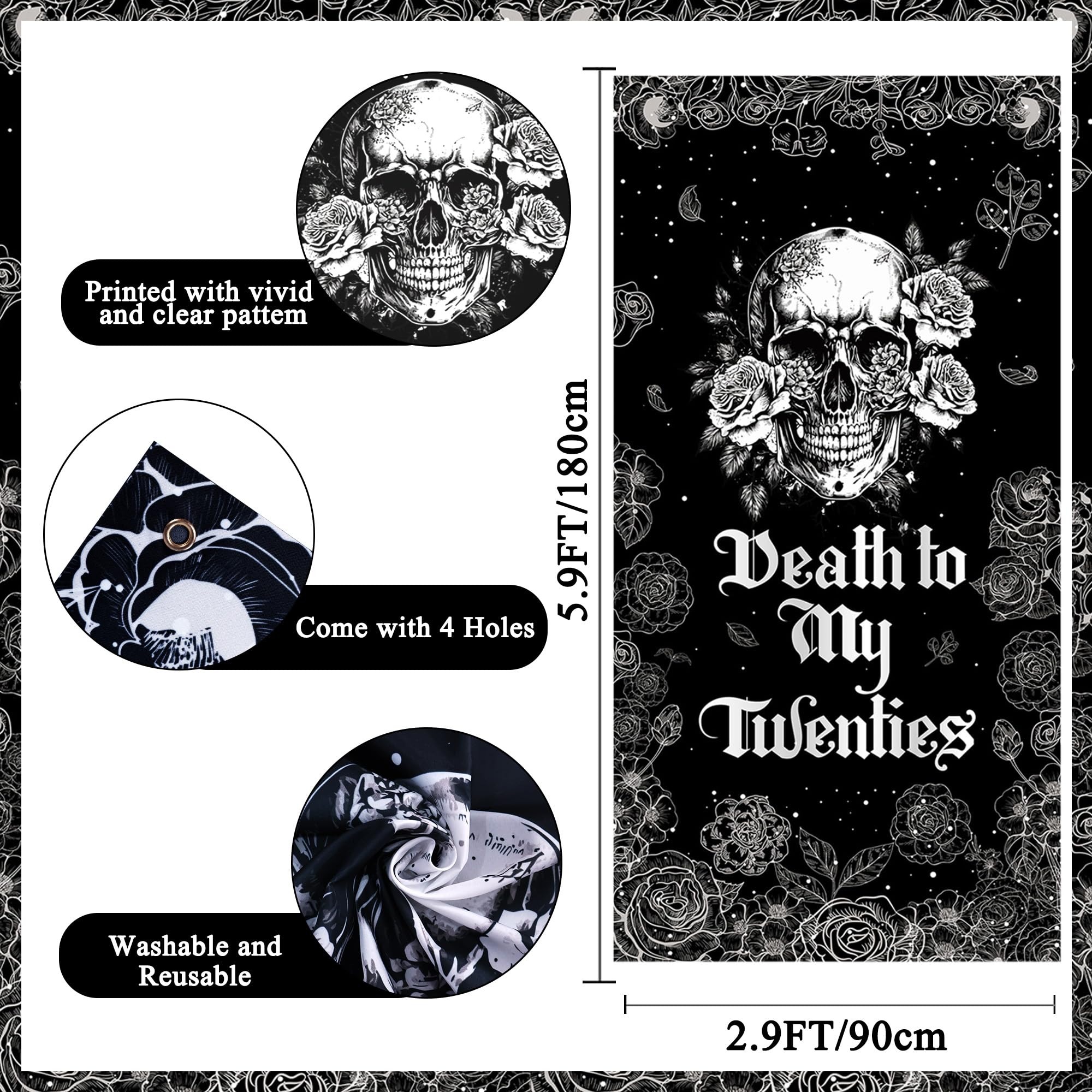 Vlipoeasn Death to My 20s Decorations for Her or Him, Death to My Twenties Backdrop, Banner, Sash, Cake Topper and Balloons for 30th BirthdayDecorations, Dirty 30 Year Old Birthday Party Supplies