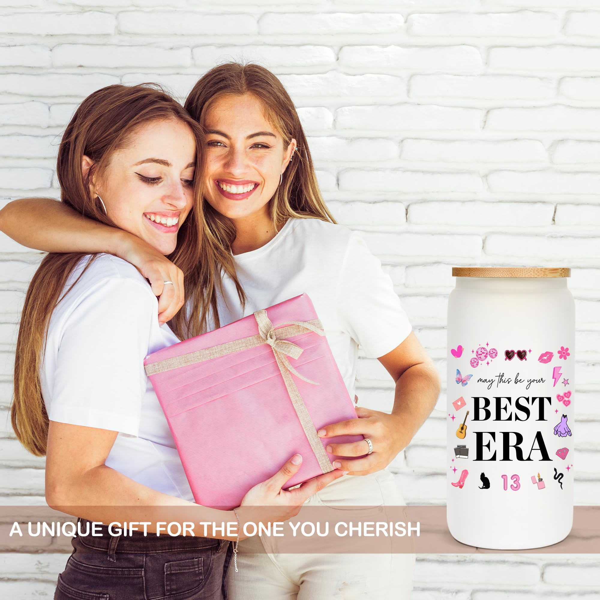 Eddirayla May This Be Your Best Era Themed Gifts, Birthday Gift Idea for Women, Merch, 16oz Glass Cup with Lid and Straws, Iced Coffee Mug, Glass Tumbler, Water Bottle, Stuff, Items, BE