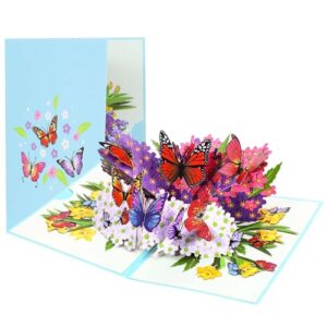 yuxianlb butterfly pop up cards, paper 3d butterflies flower bouquet popup birthday cards for wife, mother and girlfriend gift, thank you valentines day get well soon anniversary card for women