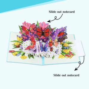 YUXIANLB Butterfly Pop Up Cards, Paper 3D Butterflies Flower Bouquet Popup Birthday Cards for Wife, Mother and Girlfriend Gift, Thank You Valentines Day Get Well Soon Anniversary Card for Women