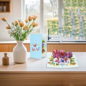 YUXIANLB Butterfly Pop Up Cards, Paper 3D Butterflies Flower Bouquet Popup Birthday Cards for Wife, Mother and Girlfriend Gift, Thank You Valentines Day Get Well Soon Anniversary Card for Women