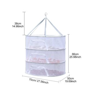 Herb Drying Rack 3 Layer Hanging Mesh Net for Plants, Hanging Drying Fish Net, Foldable Hanging Mesh Dryer for Buds, Fruits, Hydroponics Flowers, Vegetables, Fish, Clothes, Doll (size:27.5 x 20 inch)