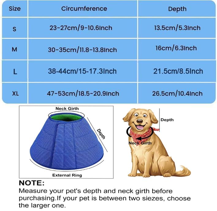 Dog Cone,Soft Dog Cone After Surgery,Adjustable Breathable Dog Cone Collar,Soft Dog Cones for Large Medium Small Dog,Protect Pets from Licking Wounds,Soft and Comfortable, Reduce Anxiety(L)