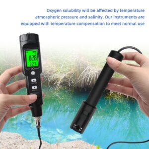 Dissolved Oxygen Meter with ATC,0-40.00 mg/L Measurement Range,Dissolved Oxygen Test Kit for Pond Aquarium Aquaculture and Water Fish Tank,DO Meter with Electrode Filling Fluid.