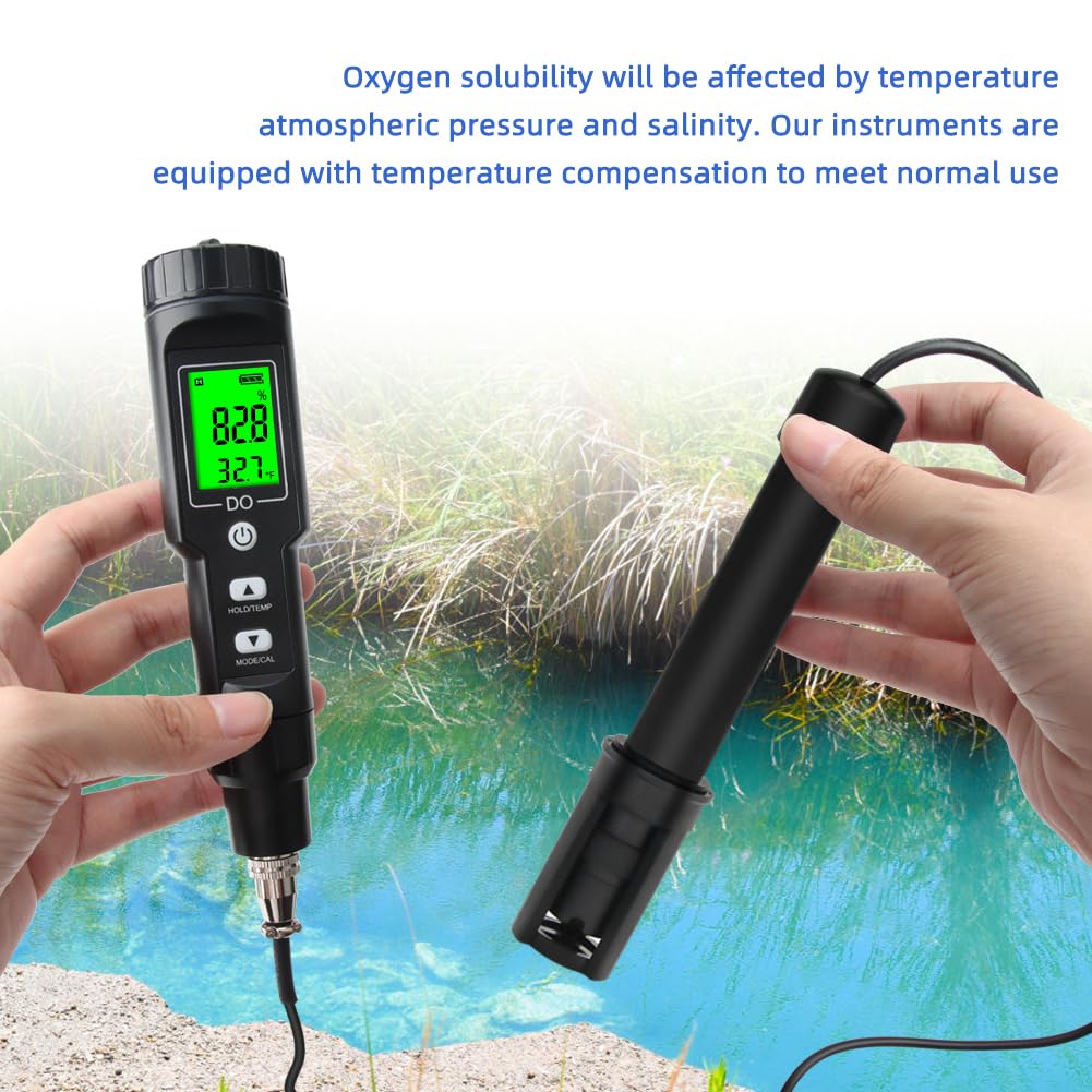 Dissolved Oxygen Meter with ATC,0-40.00 mg/L Measurement Range,Dissolved Oxygen Test Kit for Pond Aquarium Aquaculture and Water Fish Tank,DO Meter with Electrode Filling Fluid.