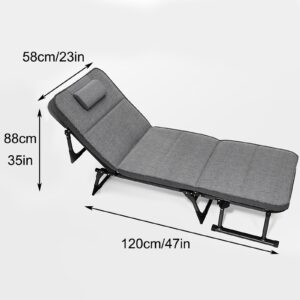 YERUNGT Outdoor Folding Chairs, Office Lunch Break Folding Chair, Balcony Home Reclining Lounge Chair, Portable Folding Outdoor Bed, Adjustable Backrest