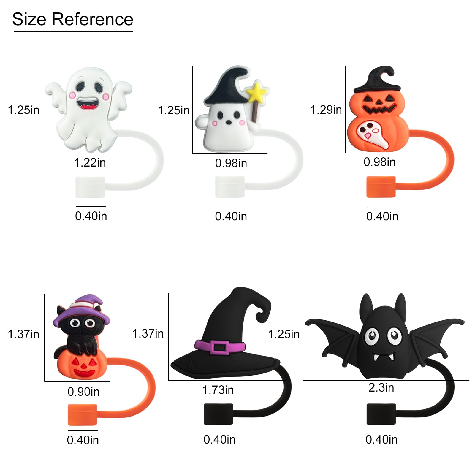 IOKUKI 6 PCS Halloween Straw Toppers for Stanley 30&40 Oz Tumbler, 10mm/04in Straw Covers Cap for All 9-10mm Straws, Dust-Proof Reusable Protector Topper for Water Bottle