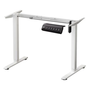 gallopfun standing desk frame, adjustable motorized desk legs for 37 to 77.5’’ desktop, electric desk frame with custom height, stand up desk base workstation frame for home office, white frame only