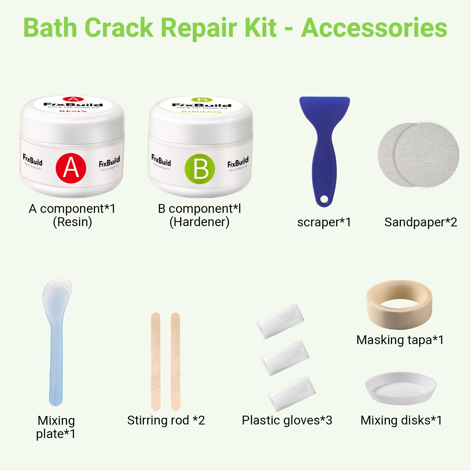 Porcelain Repair Kit, Multifunctional Crack Repair Kit for Bathtubs, Sinks, Toilets, Marble, Tiles, White