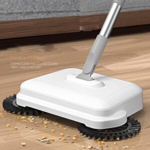 Bhmvase 2-in-1 360° Rotating Hand Push Sweeper, Floor Sweeper, High Efficient Carpet Sweeper with Long Handle, Hanging Manual Vacuum Sweeper for Home Office