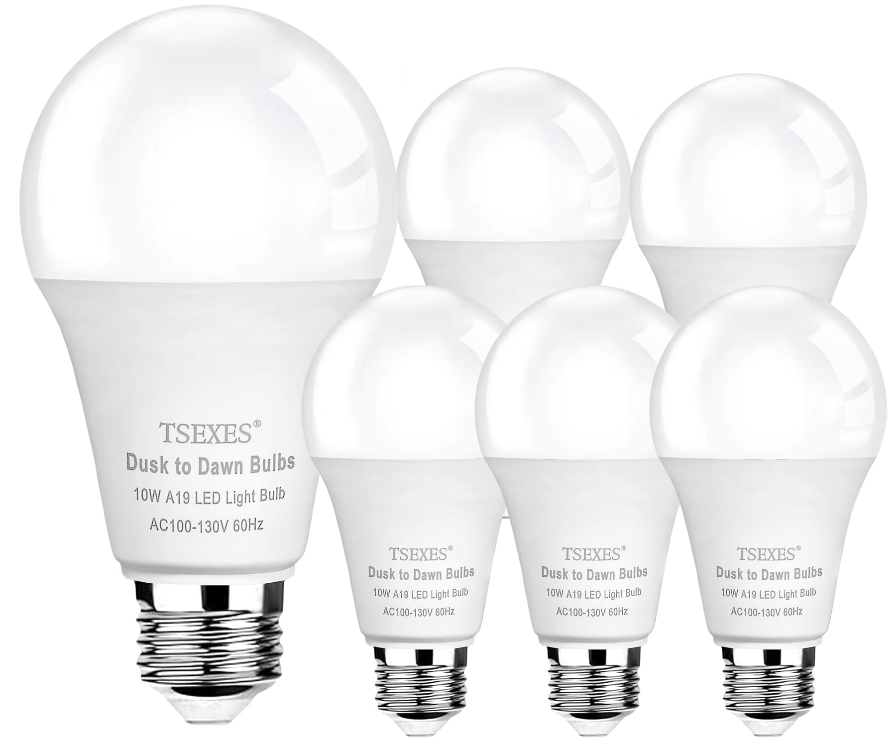 TSEXES 6 Pack Dusk to Dawn Light Bulbs Outdoor, A19 LED Light Bulb 75W Equivalent,5000K Daylight,Auto On/Off Photocell Sensor for Indoor Outdoor Lighting