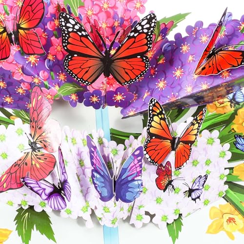 YUXIANLB Butterfly Pop Up Cards, Paper 3D Butterflies Flower Bouquet Popup Birthday Cards for Wife, Mother and Girlfriend Gift, Thank You Valentines Day Get Well Soon Anniversary Card for Women