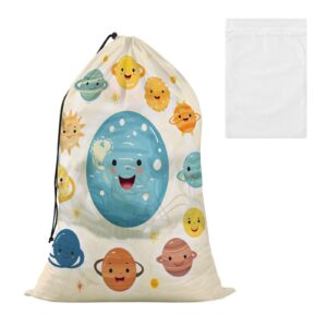 cartoon cute solar system travel laundry bags with drawstring lingerie bags for washing delicates mesh bag dirty clothes organizer for college apartments factories