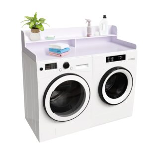 oxbzkmy washer and dryer countertop with 2-tier shelf, laundry countertop table top with storage space for small apartment laundry rooms kitchens organization (lilac)