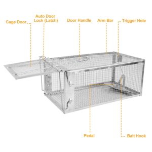 iMounTEK Humane Rart Trap Animal Steel Cage Traps, Live Animal Trap Mouse Trap Cage Humane Live Mouse Trap Reusable Metal Rat Rodent Cage Catch Release Continuous Capture for Indoor/Warehouse