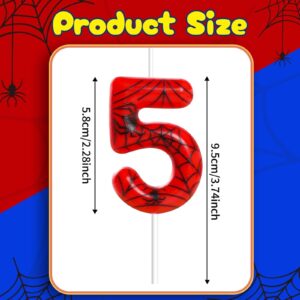 Number 5 Spider Themed Birthday Candle Number Candles Birthday Cake Topper Candles Spiderweb Birthday Candles for Boys Girls Spider Party Decoration Supplies (Number 5)