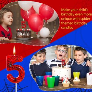 Number 5 Spider Themed Birthday Candle Number Candles Birthday Cake Topper Candles Spiderweb Birthday Candles for Boys Girls Spider Party Decoration Supplies (Number 5)