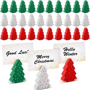 kigley 60 pcs mini christmas tree place card holders wooden xmas table number holder wood table sign picture holder stand for christmas table decor party favors