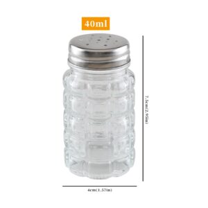 Salt and Pepper Shakers, JJOO Glass Salt Shaker with Stainless Steel Tops (Retro Sytle, 40ml)