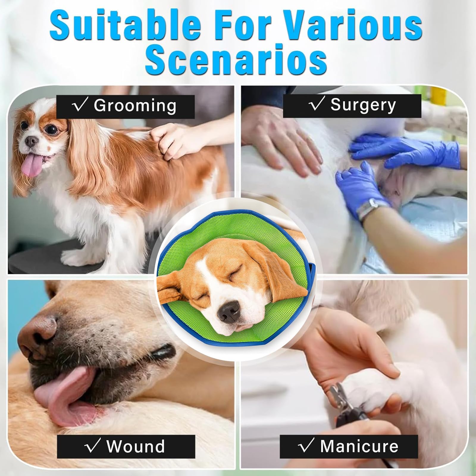 Dog Cone,Soft Dog Cone After Surgery,Adjustable Breathable Dog Cone Collar,Soft Dog Cones for Large Medium Small Dog,Protect Pets from Licking Wounds,Soft and Comfortable, Reduce Anxiety(L)