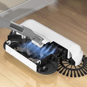 Bhmvase 2-in-1 360° Rotating Hand Push Sweeper, Floor Sweeper, High Efficient Carpet Sweeper with Long Handle, Hanging Manual Vacuum Sweeper for Home Office