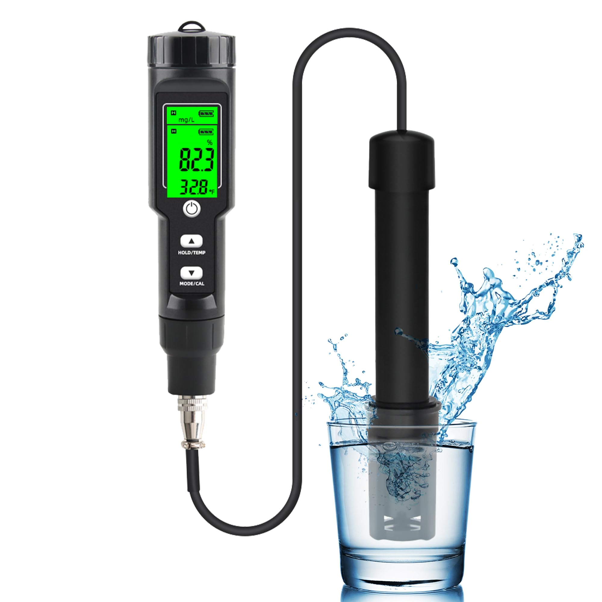 Dissolved Oxygen Meter with ATC,0-40.00 mg/L Measurement Range,Dissolved Oxygen Test Kit for Pond Aquarium Aquaculture and Water Fish Tank,DO Meter with Electrode Filling Fluid.