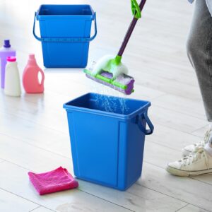 DoubleFill 2 Pack 12 Quart/ 3 Gallon Square Cleaning Bucket Compact Sanitizing Buckets Organizer Cleaning Pail with Handle Square Detergent Bucket Plastic Mop Bucket for Commercial Home, Dark Blue