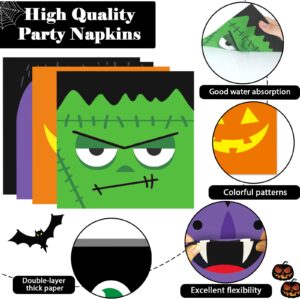 Halloween Plates and Napkins Set Halloween Party Supplies 4 Design Pumpkin Vampire Bat Disposable Plates Tableware Decor for Spooky Themed Party Birthday Holiday Dinner Decorations, Serves 52 Guests