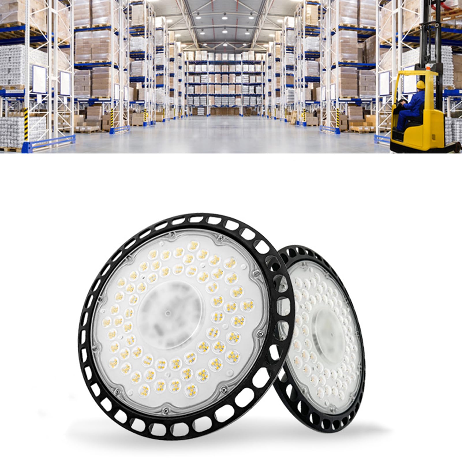 GZYLCH LED High Bay Light 200W, Lighting for Warehouse, Commercial Lighting Fixture w/Plug for Garage Shop Warehouse Workshop,4pack,150w