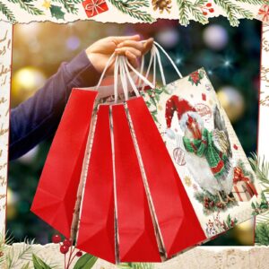 Trandraft 12 Pcs Christmas Kraft Gift Bags with Handles Christmas Goody Bags Holiday Paper Gift Bags Heavy Duty Gift Bags for Christmas Treats Goody Holiday Party Supplies Favors(Chicken)